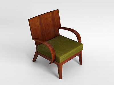 3d中式实木软座椅模型