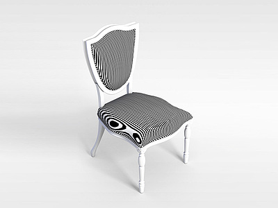 欧式布艺条纹椅模型3d模型