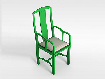 3d绿色实木椅子模型