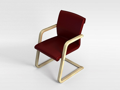 红色弓形办公椅模型3d模型