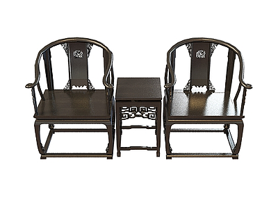 3d中式黒木桌椅组合免费模型