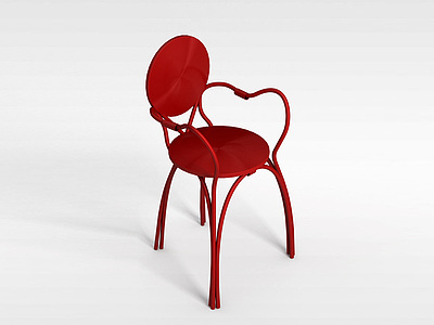 3d红色铁艺椅子模型