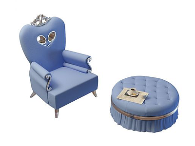 3d时尚蓝色桌椅组合免费模型