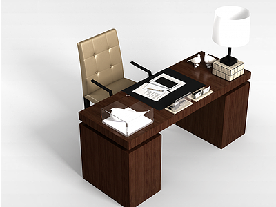 高档书房桌椅模型3d模型