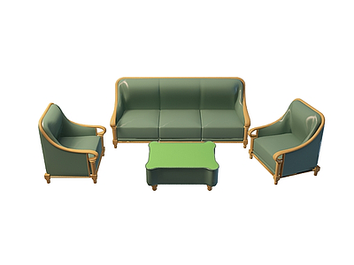 3d绿色沙发茶几组合免费模型