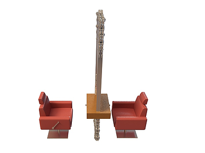 3d理发店桌椅组合模型