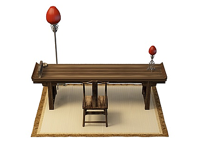 3d古典桌椅模型
