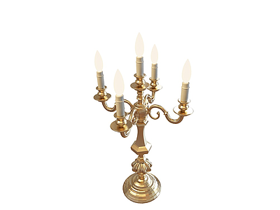 3d金色蜡烛台灯免费模型