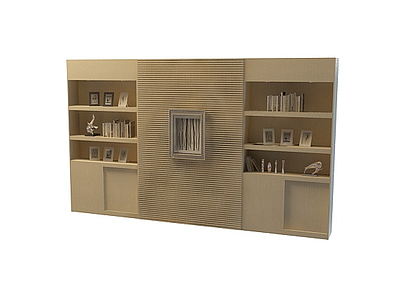 3d现代书柜模型