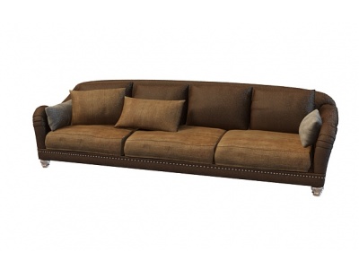 欧式布艺三人沙发模型3d模型