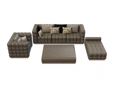 3d客厅皮艺沙发茶几免费模型