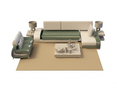 茶色沙发茶几组合模型3d模型