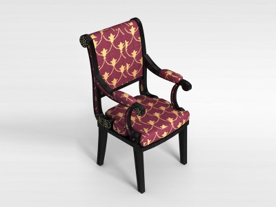 3d古典布艺扶手椅模型