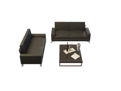 黑色沙发茶几组合模型3d模型