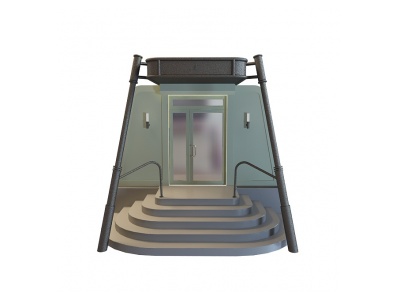 3d带楼梯厂房门模型