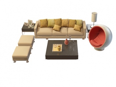 3d客厅沙发茶几免费模型