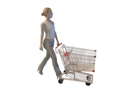 推购物车女人模型3d模型