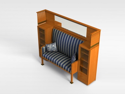 3d中式沙发椅柜组合模型