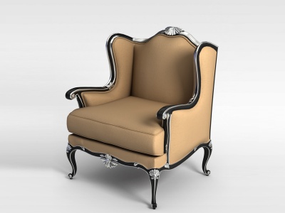 3d欧式棕色皮革座椅模型