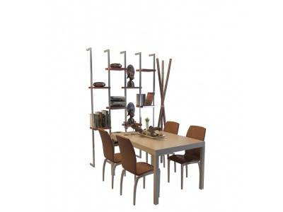 3d现代桌椅组合模型