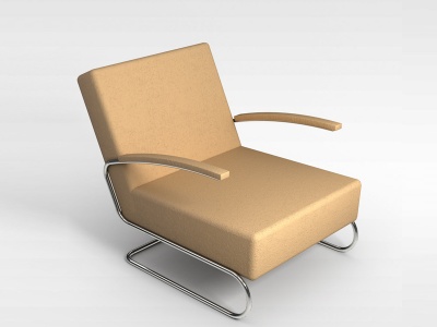 3d淡黄色皮质躺椅模型