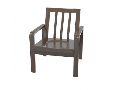 3d棕黑色实木扶手椅免费模型