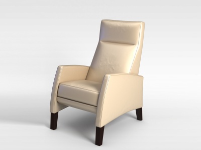 3d现代淡黄色皮革沙发椅模型