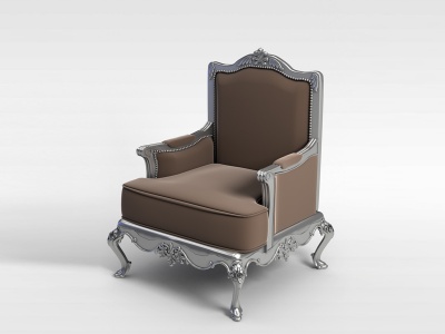 3d欧式咖色沙发椅模型