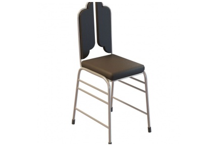 时尚黑皮不锈钢腿椅子模型3d模型