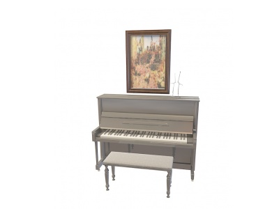 钢琴带装饰画模型3d模型