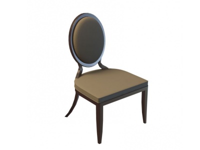 3d简欧棕色实木椅子模型