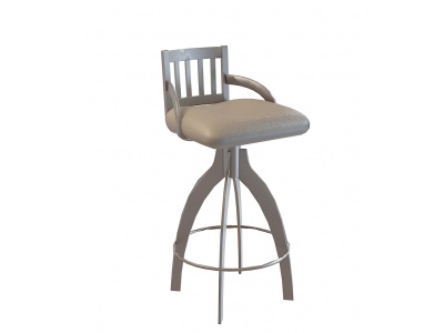褐色实木吧椅模型3d模型