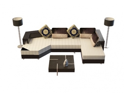 U型沙发茶几组合模型3d模型