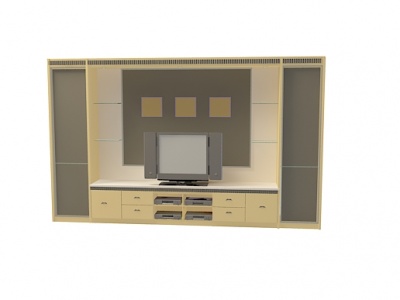 3d带箱式电视墙模型