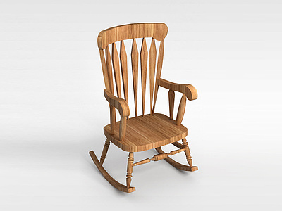 3d白木摇椅模型