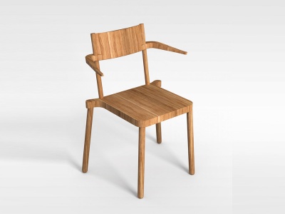 3d田园实木扶手椅模型