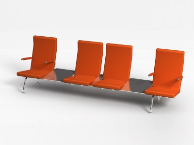 橘黄色多人公共排椅模型3d模型