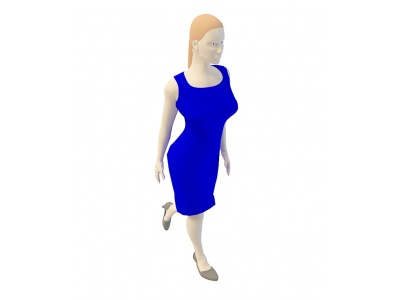 蓝衣妇女模型3d模型