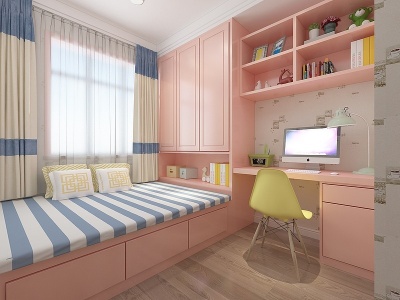 3d现代女儿卧室模型