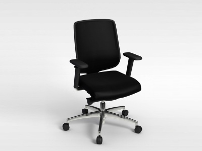 现代黑色皮质扶手办公椅模型3d模型