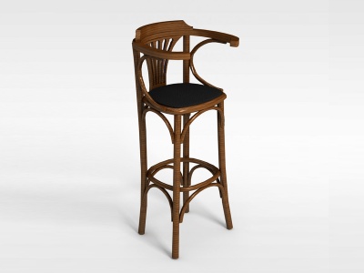 高脚实木吧椅模型3d模型