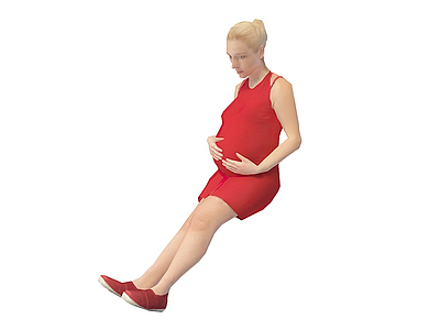 3d红衣孕妇模型