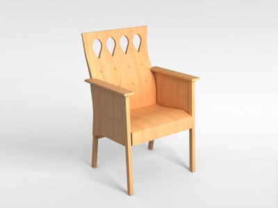 3d现代实木高背椅模型