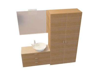 3d中式实木洗手台柜模型