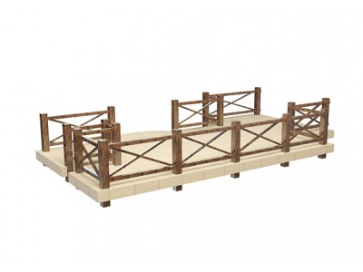 3d木扶手桥模型