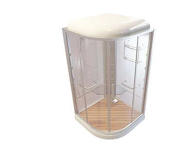 3d透明玻璃门淋浴房模型
