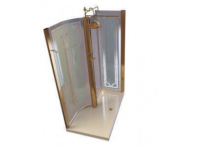 3d磨砂玻璃淋浴房模型