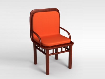 橙色实木扶手椅模型3d模型