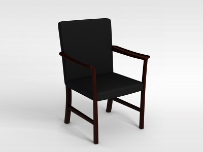 3d黑皮榆木扶手椅模型