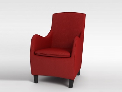 3d红色皮质沙发椅模型